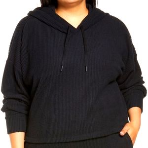 NWT Zella Sloane Cozy Rib Hoodie Black Size 2X
